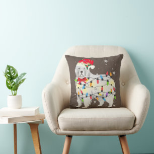 Great Pyrenees Dog Christmas Light Xmas Mum Dad Cushion