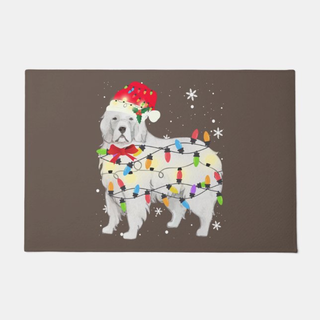 Great Pyrenees Dog Christmas Light Xmas Mum Dad Doormat (Front)