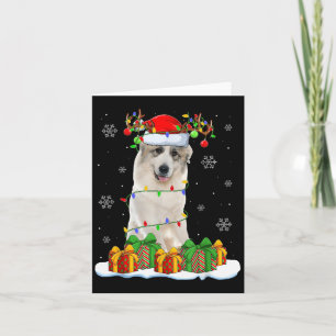 Great Pyrenees Dog Christmas Lights Santa Pet Dog  Card