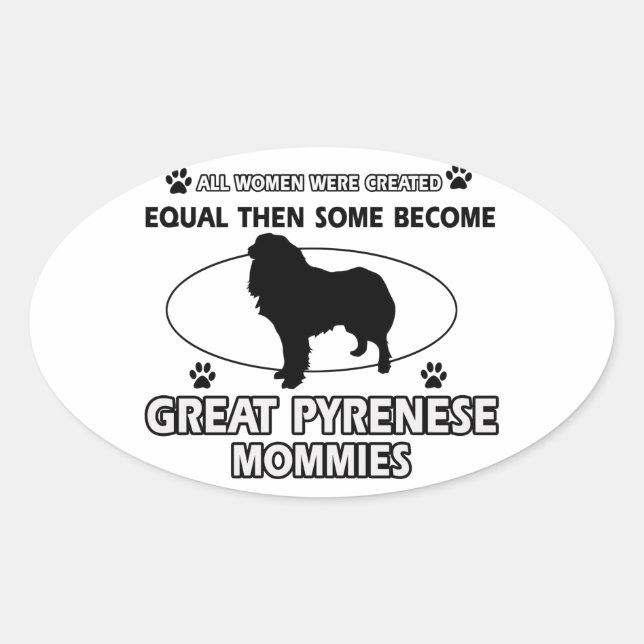 Great Pyrenees Dog Designs Oval Sticker (Front)
