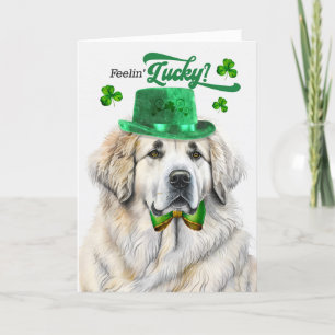 Great Pyrenees Dog Feelin' Lucky St Patrick's Day Holiday Card