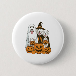 Great Pyrenees Dog Ghost Witch Halloween Matching 6 Cm Round Badge