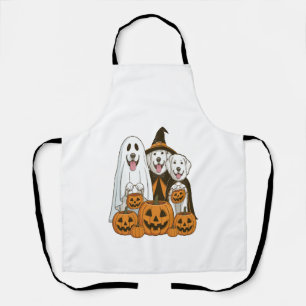 Great Pyrenees Dog Ghost Witch Halloween Matching Apron