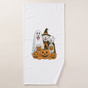 Great Pyrenees Dog Ghost Witch Halloween Matching Bath Towel