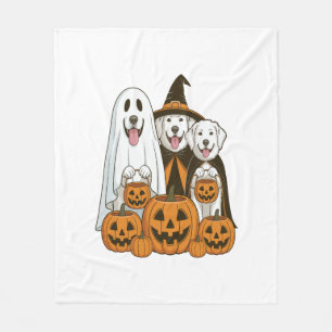 Great Pyrenees Dog Ghost Witch Halloween Matching Fleece Blanket