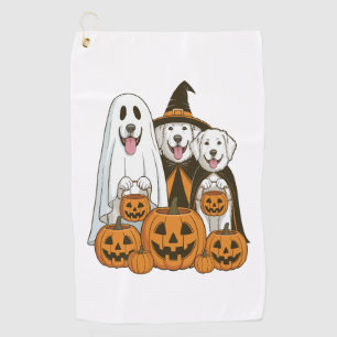 Great Pyrenees Dog Ghost Witch Halloween Matching  Golf Towel