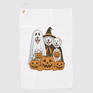 Great Pyrenees Dog Ghost Witch Halloween Matching Golf Towel
