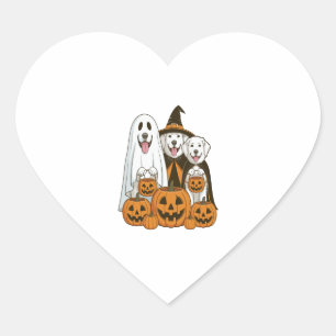 Great Pyrenees Dog Ghost Witch Halloween Matching Heart Sticker