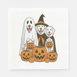 Great Pyrenees Dog Ghost Witch Halloween Matching Napkin