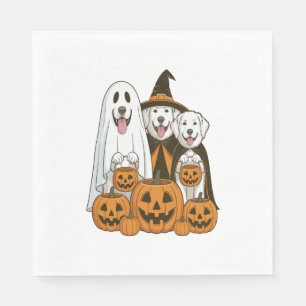 Great Pyrenees Dog Ghost Witch Halloween Matching Napkin