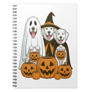 Great Pyrenees Dog Ghost Witch Halloween Matching Notebook