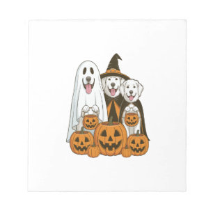 Great Pyrenees Dog Ghost Witch Halloween Matching  Notepad