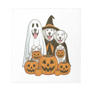Great Pyrenees Dog Ghost Witch Halloween Matching Notepad
