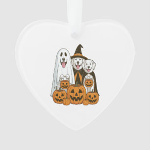 Great Pyrenees Dog Ghost Witch Halloween Matching  Ornament