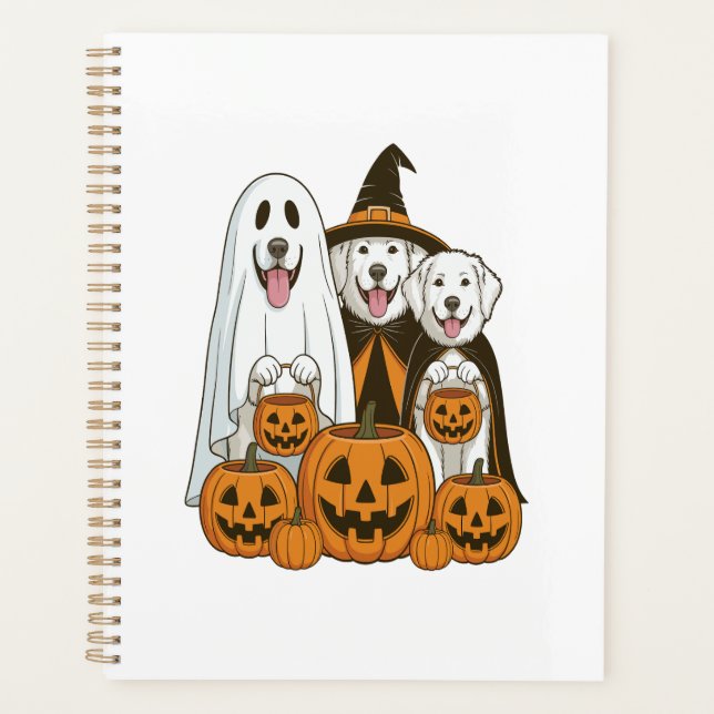 Great Pyrenees Dog Ghost Witch Halloween Matching  Planner (Front)