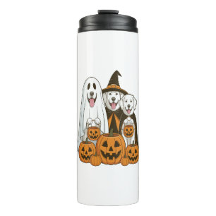 Great Pyrenees Dog Ghost Witch Halloween Matching Thermal Tumbler