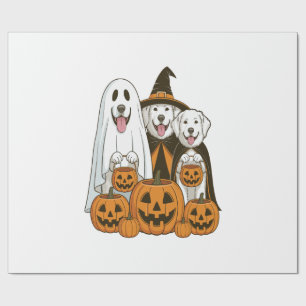 Great Pyrenees Dog Ghost Witch Halloween Matching Wrapping Paper