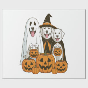 Great Pyrenees Dog Ghost Witch Halloween Matching Wrapping Paper
