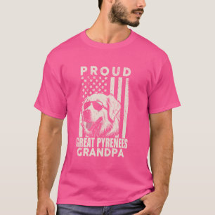 Great Pyrenees Dog Grandpa American Flag Patriotic T-Shirt