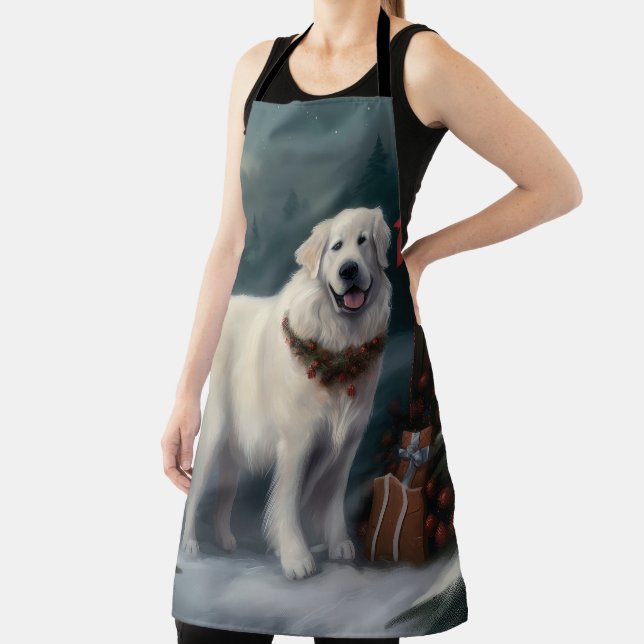 Great Pyrenees Dog in Snow Christmas Apron (Insitu)