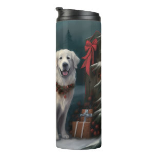 Great Pyrenees Dog in Snow Christmas Thermal Tumbler