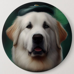 Great Pyrenees Dog in St. Patrick's Day Dress 6 Cm Round Badge