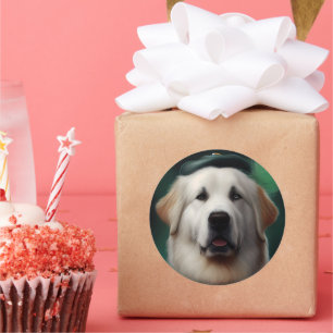 Great Pyrenees Dog in St. Patrick's Day Dress Classic Round Sticker