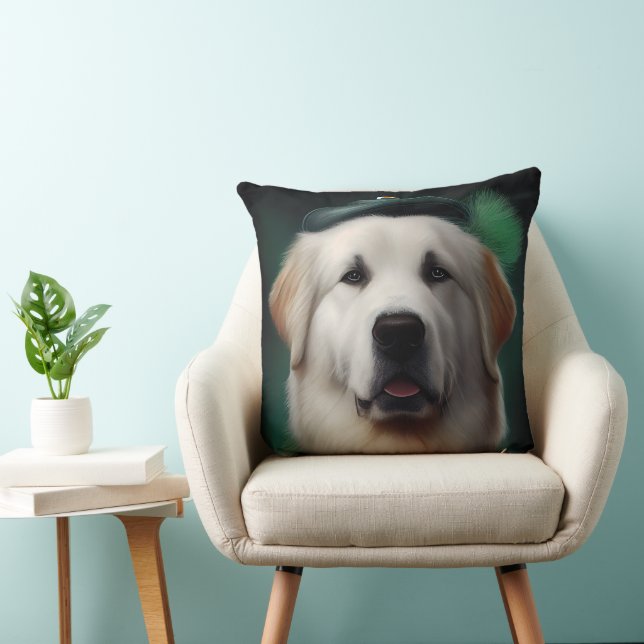 Great Pyrenees Dog in St. Patrick's Day Dress  Cushion (Chair)
