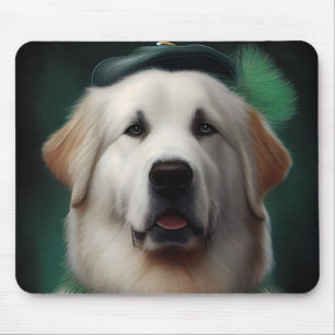 Great Pyrenees Dog in St. Patrick's Day Dress Mouse Mat