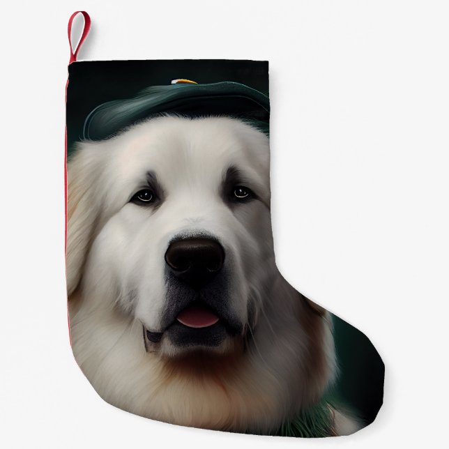 Great Pyrenees Dog in St. Patrick's Day Dress Small Christmas Stocking (Front)