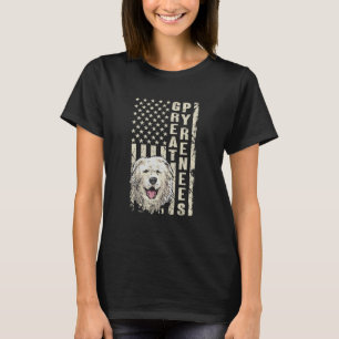 Great Pyrenees Dog Patriotic American Flag Pyrenee T-Shirt