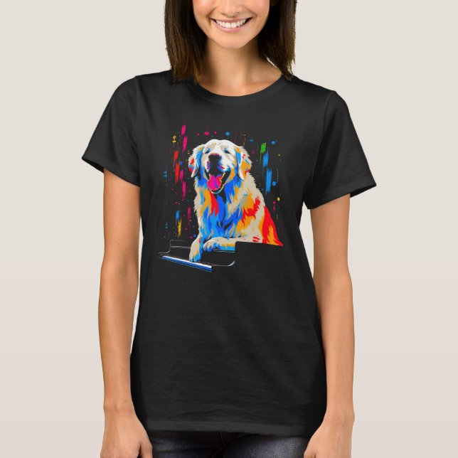 Great Pyrenees Dog Piano T-Shirt (Front)