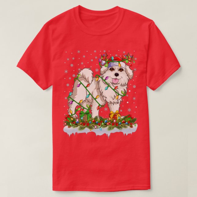 Great Pyrenees Dog Santa Hat Reindeer Christmas Li T-Shirt (Design Front)