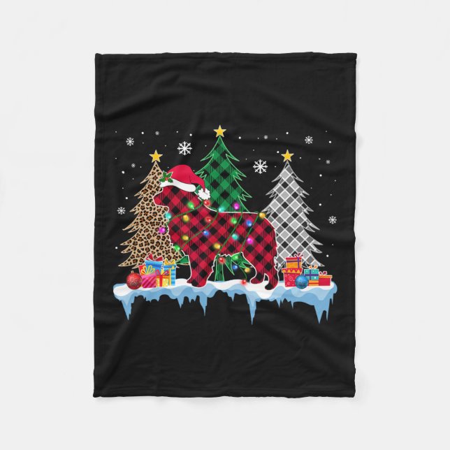 Great Pyrenees Dog Tree Christmas Lights Fun Xmas  Fleece Blanket (Front)