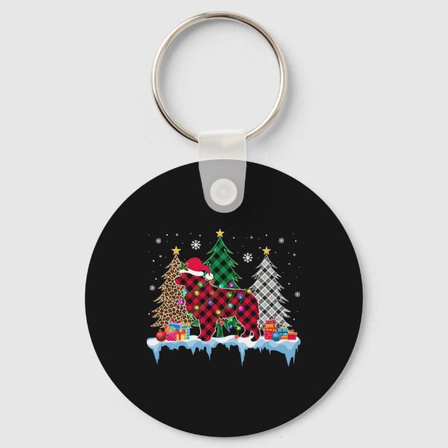 Great Pyrenees Dog Tree Christmas Lights Fun Xmas  Key Ring (Front)