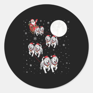 Great Pyrenees Dog Xmas Pajama Matching Santa Clau Classic Round Sticker