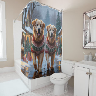 Great Pyrenees Dogs Christmas Snow Holiday  Shower Curtain
