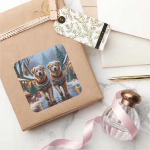 Great Pyrenees Dogs Christmas Snow Holiday Square Sticker