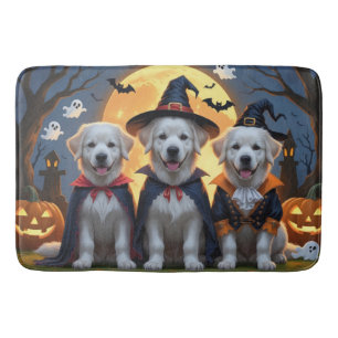 Great Pyrenees Dogs Pumpkin Halloween Funny  Bath Mat