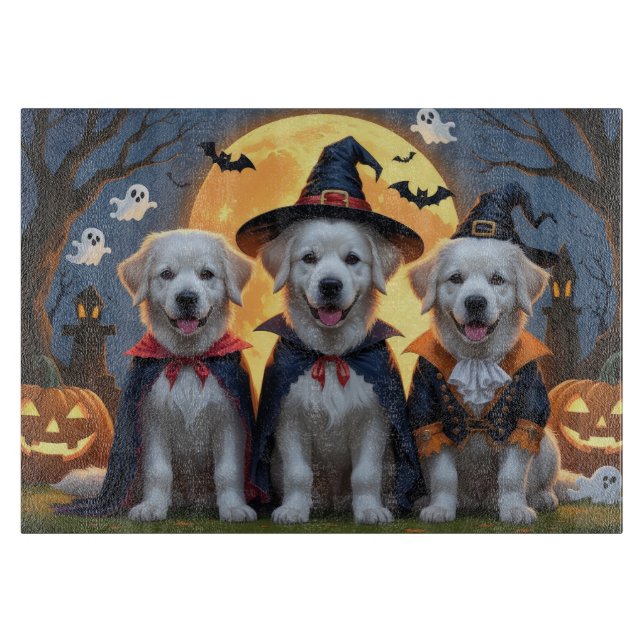 Great Pyrenees Dogs Pumpkin Halloween Funny  Cutting Board (Front)