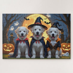 Great Pyrenees Dogs Pumpkin Halloween Funny Jigsaw Puzzle