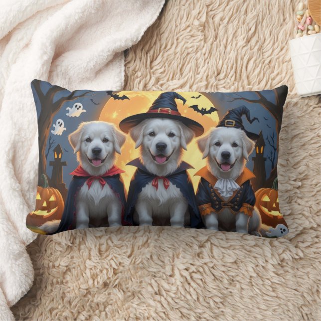 Great Pyrenees Dogs Pumpkin Halloween Funny  Lumbar Cushion (Blanket)