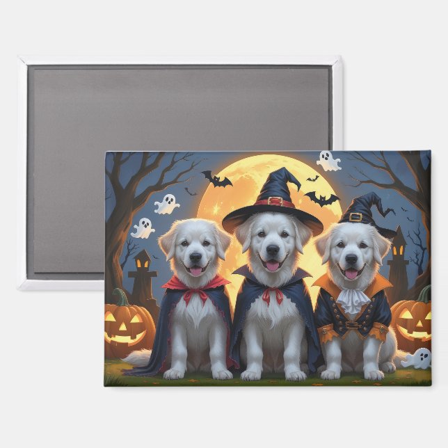 Great Pyrenees Dogs Pumpkin Halloween Funny  Magnet (Front/Back)
