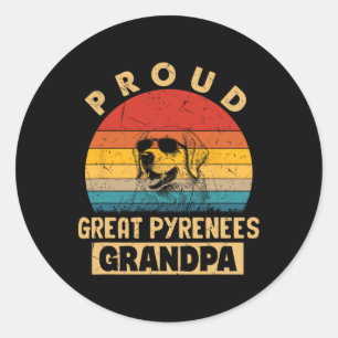 Great Pyrenees Grandpa Dog Gifts Funny Grand Paw D Classic Round Sticker