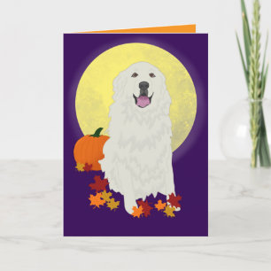 Great Pyrenees Halloween Autumn Card