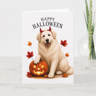 Great Pyrenees Halloween Devil Dog Card