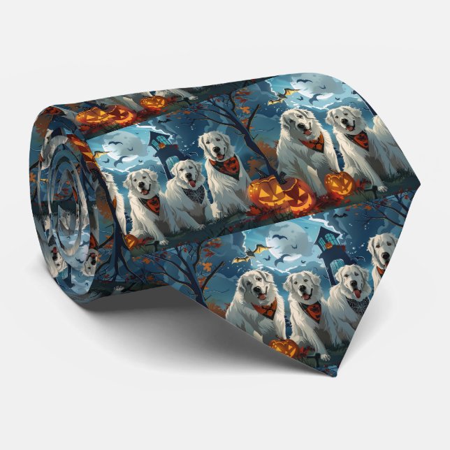 Great Pyrenees Halloween Spooky Tie (Rolled)