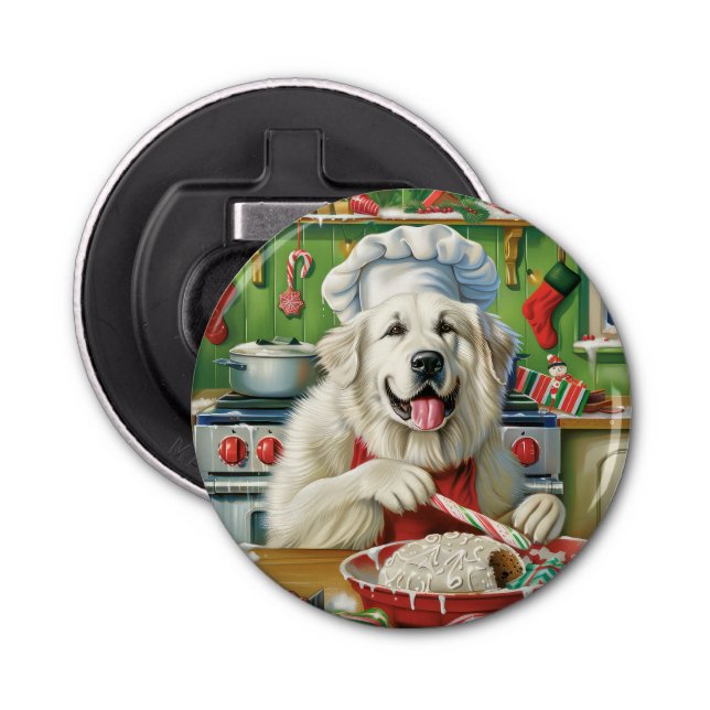 Great Pyrenees Holiday Baking: Festive Christmas Bottle Opener (Front)