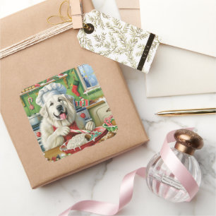 Great Pyrenees Holiday Baking: Festive Christmas Square Sticker