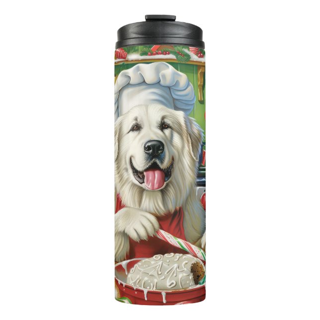 Great Pyrenees Holiday Baking: Festive Christmas Thermal Tumbler (Front)